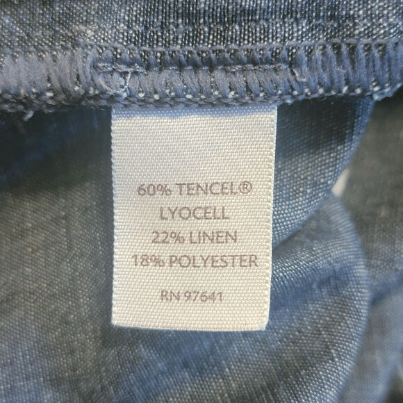 J Jill Linen Blend Chambray Blue Scoop Neck Midi Dress Relaxed Fit Casual Size S - Picture 11 of 12